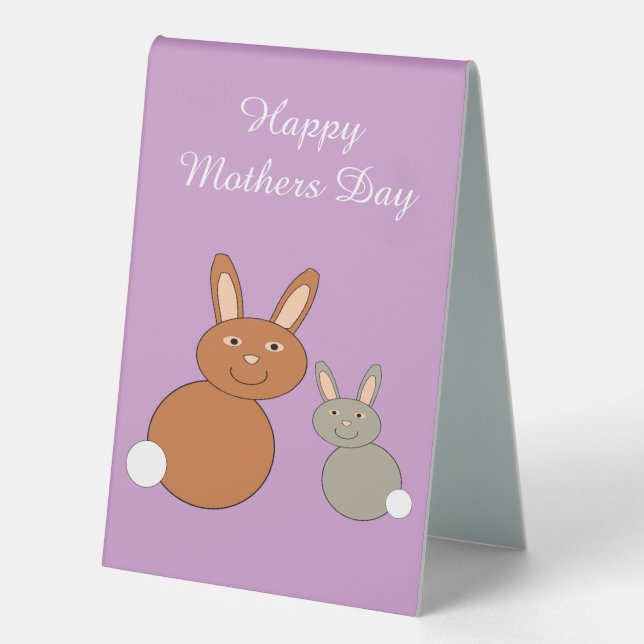 Mothers Day Bunnies Custom Poem Mothers Day Table Tent (Front)