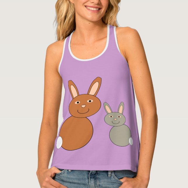 Mothers Day Bunnies Ladies Tank Top (Front)