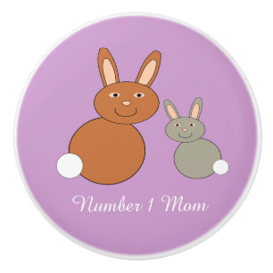 Mothers Day Bunnies Personalized Ceramic Knob