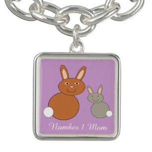 Mothers Day Bunnies Personalized Charm Bracelet
