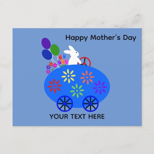 Mothers Day Bunny Egg Car 2 Postcard