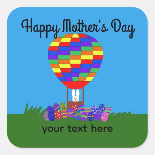 Mothers Day Bunny Hot Air Balloon 2 Stickers