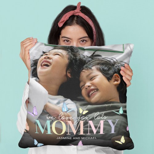Mothers Day Butterfly Mommy Photo Throw Pillow