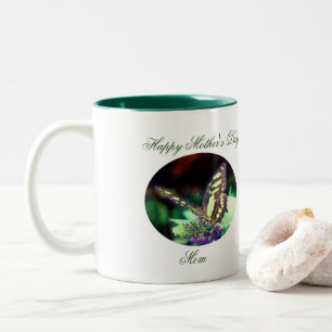 Mother's Day Butterfly Nature  Two-Tone Coffee Mug