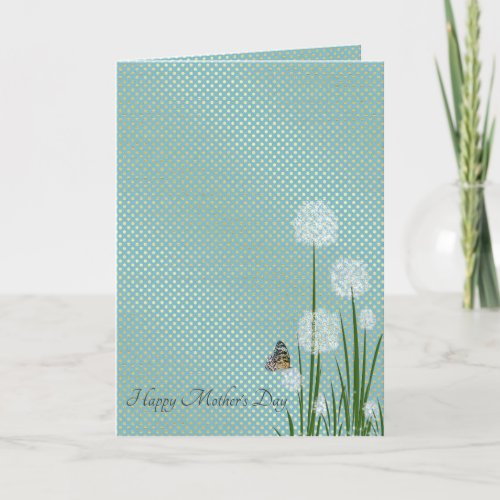 Mothers Day_butterfly on puff flower Card