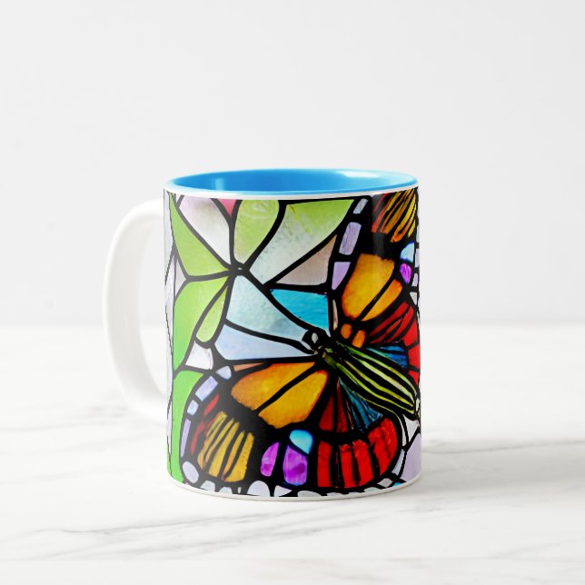 Mothers Day Butterfly  Two-Tone Coffee Mug (Front Left)
