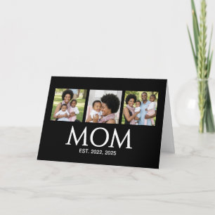 Mothers Day Caps Black 3 Photo Mom Established  Holiday Card