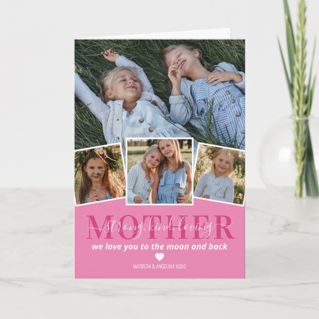 Mothers Day Card | 4 Photo Family Mom (Front)