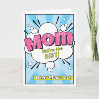 Mother's Day Card Comic Bubble Comic Book Art