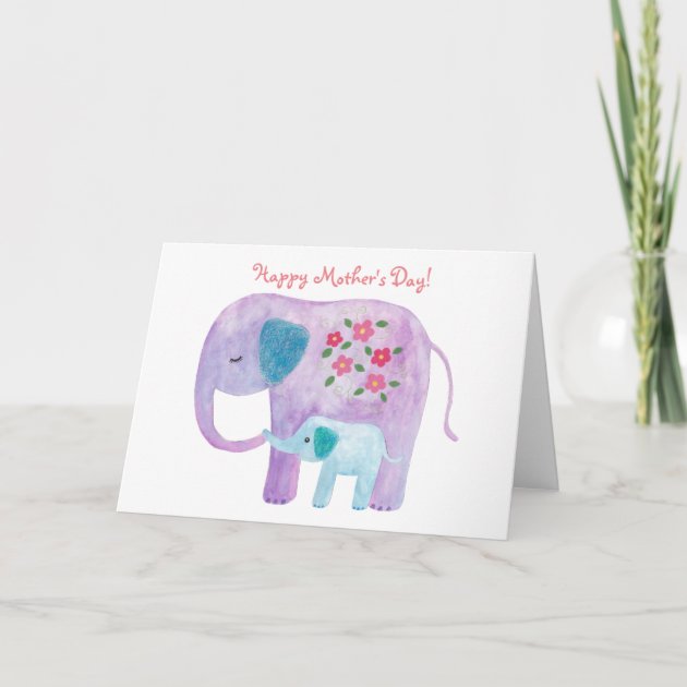 Mother's day Card Elephant Mom Baby Greeting Card | Zazzle