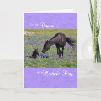 Mother's Day Card for Cousin - Mare with Foal