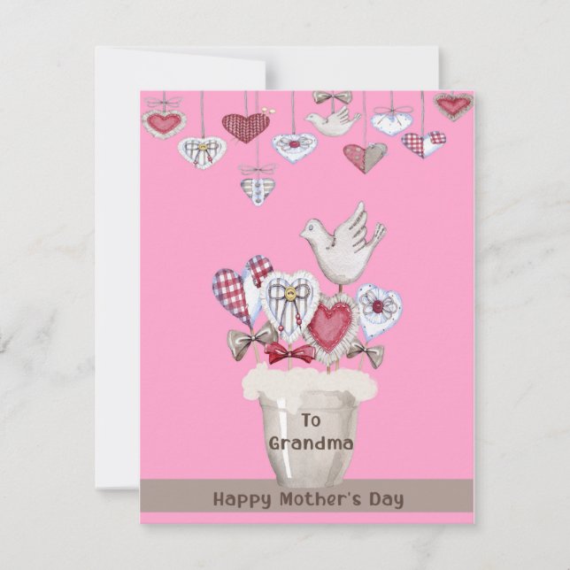 Mothers Day Card for Grandma in Pink (Front)