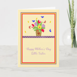 Mother's Day Card for Little Sister, Flower Pot