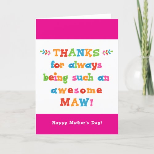 Mothers Day Card for Maw