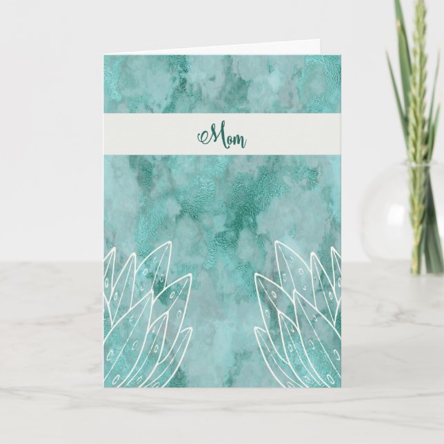 Mother's Day Card for Mom Turquoise with Plants (Front)