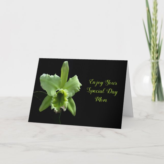 Mother's Day Card for Mom with Green Orchid (Front)