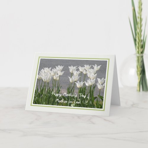Mothers Day Card for Mother in Law White Tulips
