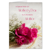 Mother's day card for mother with three pink roses (Front)