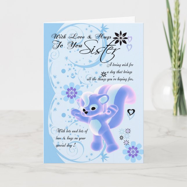 Mother's Day Card.for sister. Little Cute Skunk Card (Front)