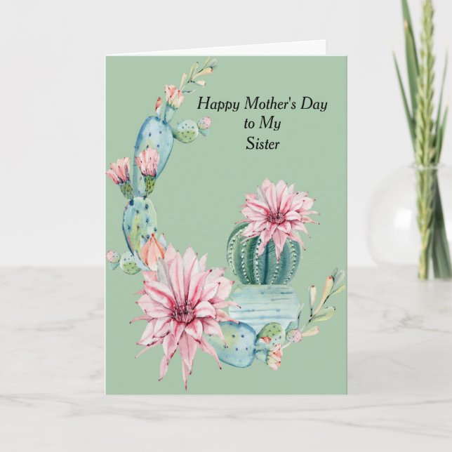Mother's Day Card for Sister with Cacti (Front)