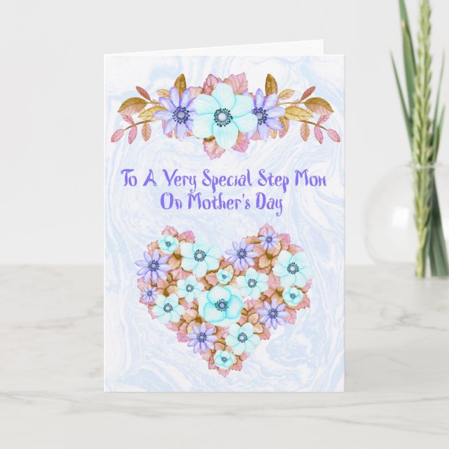 Mother's Day Card for Step Mom Lavender Flowers (Front)
