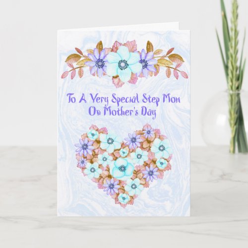 Mothers Day Card for Step Mom Lavender Flowers