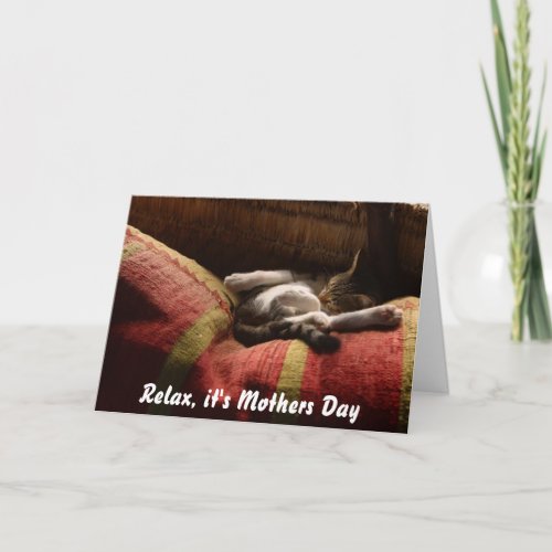 Mothers Day Card from the Cat sleeping on Couch