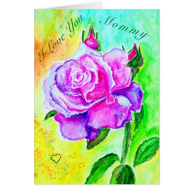 Mother's Day Card Painting Rose - For Mom (Front)