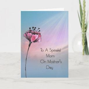 Mother's Day Card Pastel Sky & Cranberry Flower