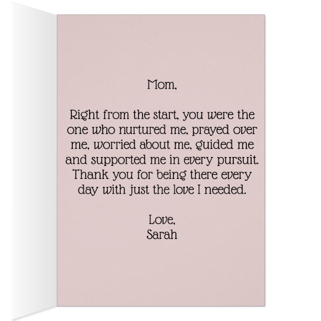 Mother's Day Card Pink Floral with message inside (Inside (Right))