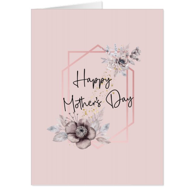 Mother's Day Card Pink Floral with message inside (Front)