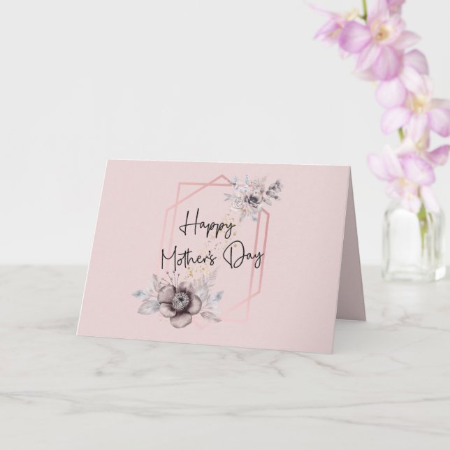 Mother's Day Card Pink Floral with message inside (Orchid)