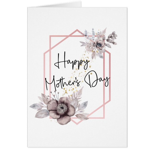 Mother's Day Card Pink Purple Floral with message (Front)