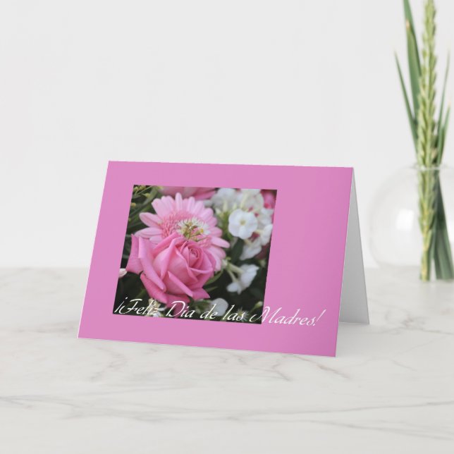 mother's day card pink rose spanish (Front)