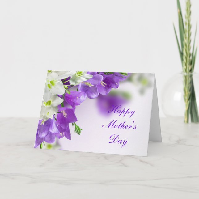 Mother's Day Card--Purple Flowers-Vertical Card (Front)