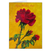 Mothers Day card, Red Rose art (Front)
