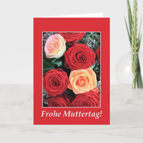 mothers day card red rose bouquet german