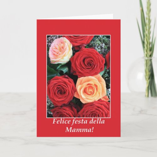 mothers day card red rose bouquet italian