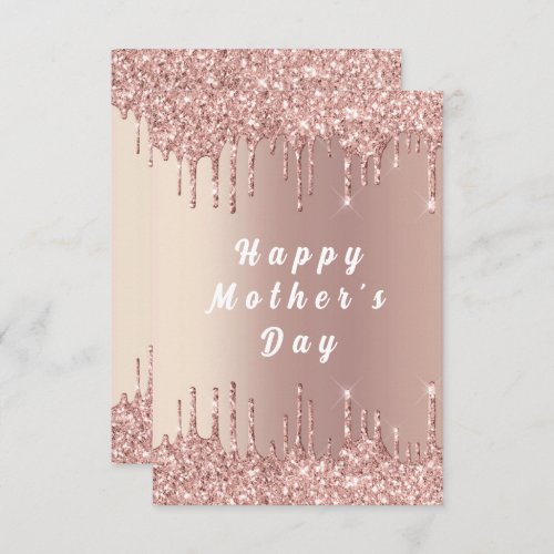 Mothers Day Card Rose Gold Blush Drips