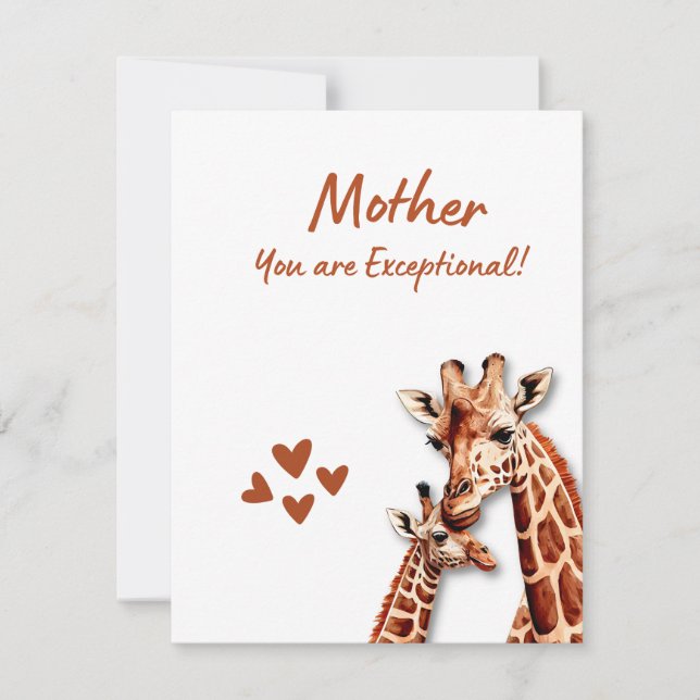  Mother's day Card with Giraffe and Baby Theme (Front)