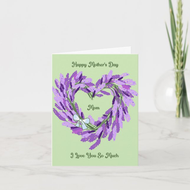 Mothers Day Card with Lavender Heart (Front)