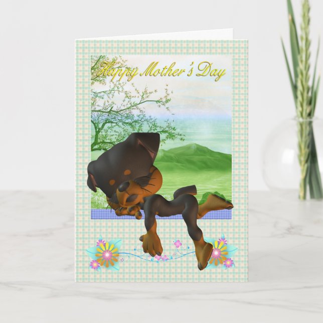 Mother's Day Card, with little Rottweiler dog Card (Front)