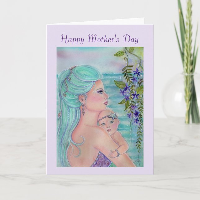 Mother's day card with mermaid and baby By Renee (Front)
