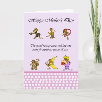 Mother's Day Card With Monkey by moonlake at Zazzle