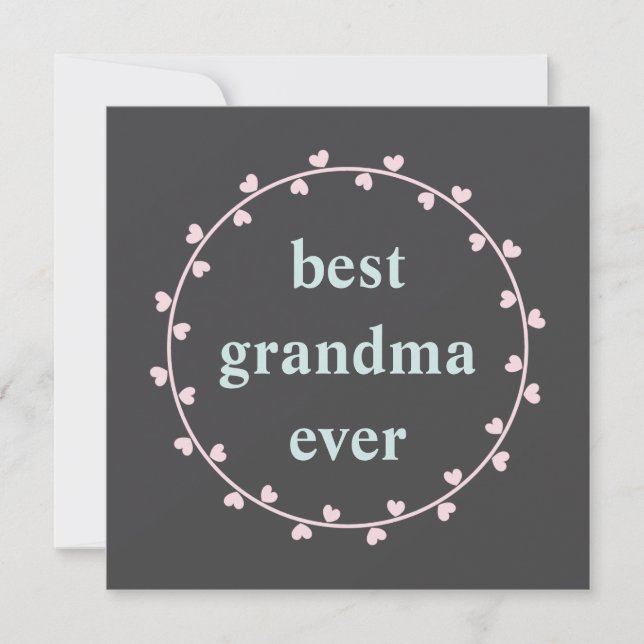 Mother's Day card with pink hearts for grandma (Front)