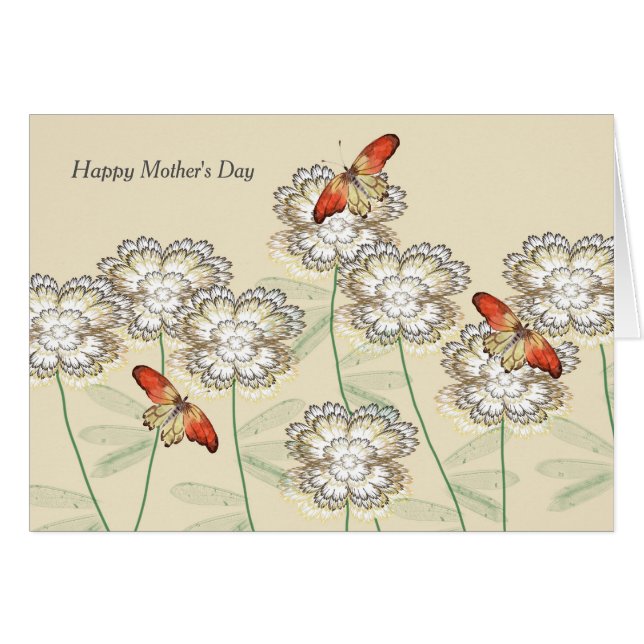 Mother's Day Card with Pretty Digital Flowers (Front Horizontal)