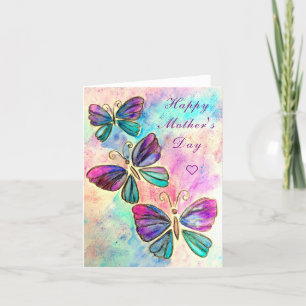 Mother's Day Card with Purple Pink Butterflies