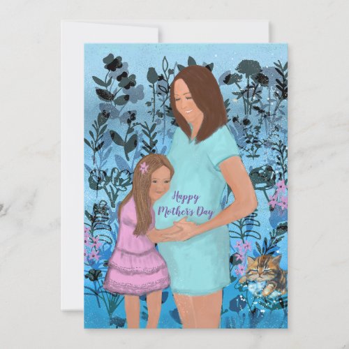 Mothers Day card woman and daughter