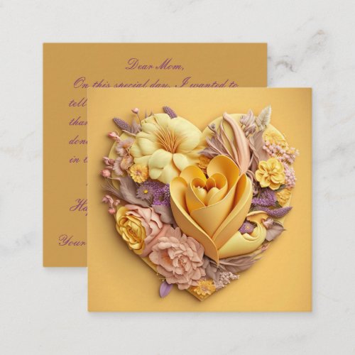 Mothers Day Cards Yellow Purple flowers heart