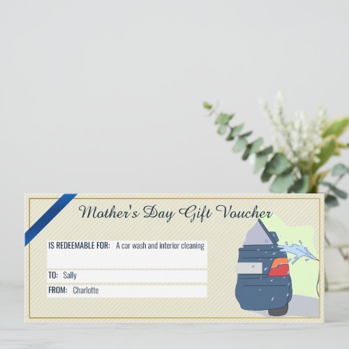 Mothers Day Carwash Gift Voucher Card